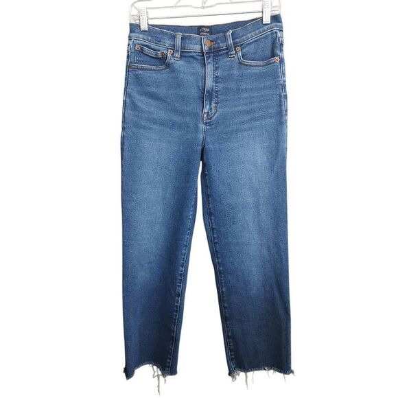 J.Crew Denim - J. Crew Stovepipe Women’s Size 27 Destroyed Hem Medium Wash Cropped Jeans